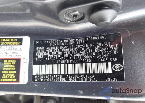 2014 Toyota Camry Se from USA, damaged, VIN 4T1BF1FK5EU338365